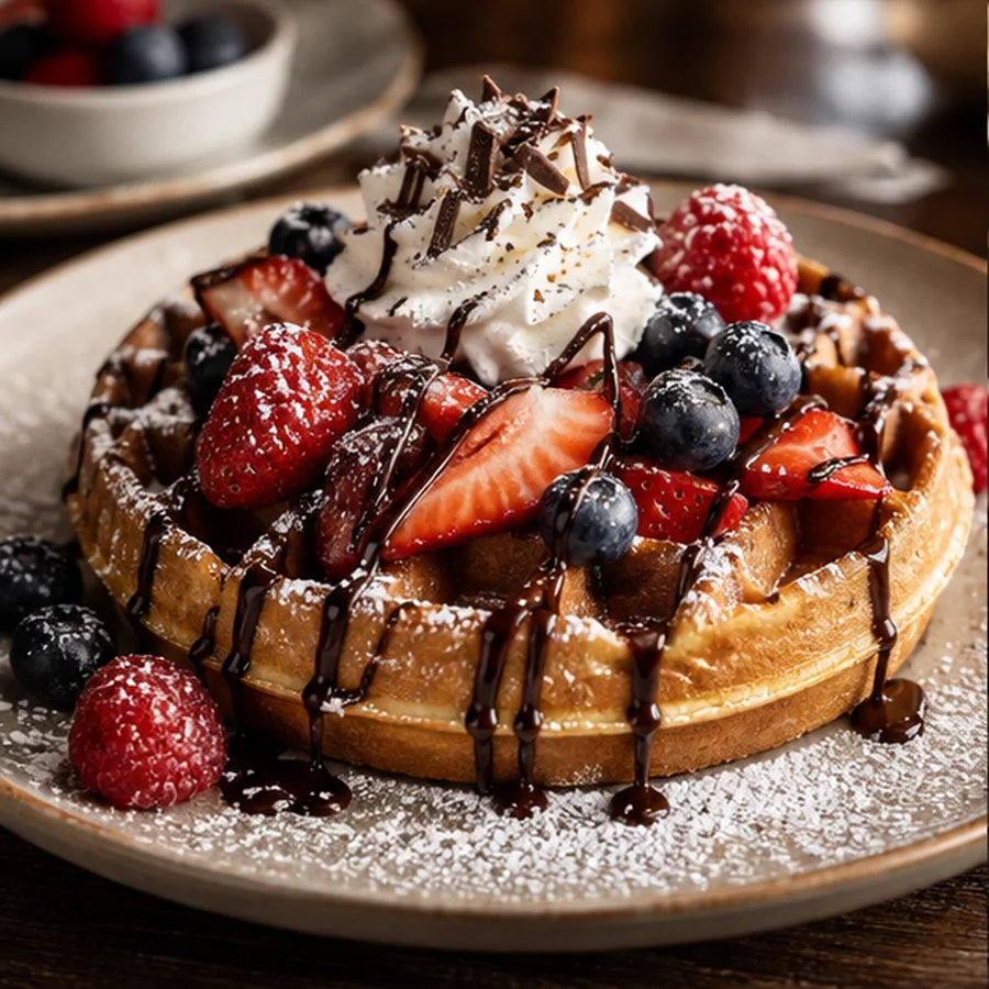Çikolatalı ve orman meyveli waffle