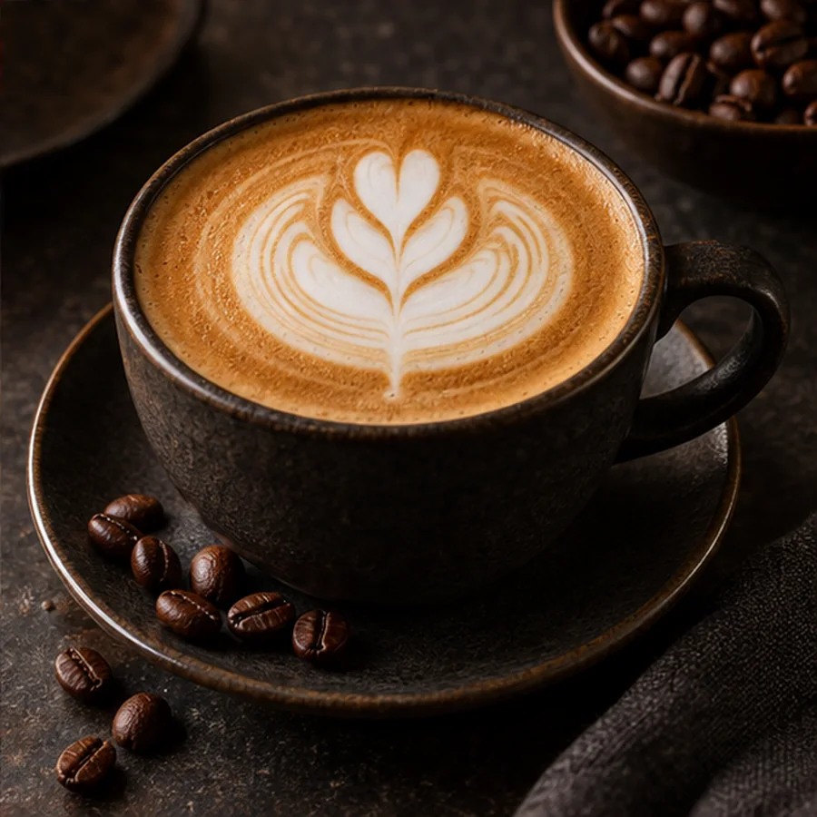 Latte artlı sıcak kahve